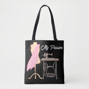 Tote Bag MY PASSION modèle de dressage et machine à coudre