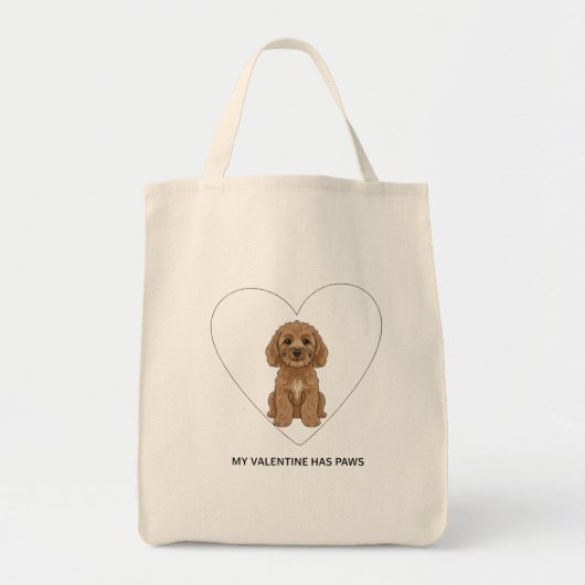 Tote Bag My Valentine Has Paws Cockapoo Dog Lover (Devant)