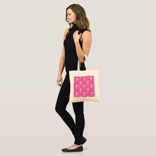 Tote Bag Mystère question marque énigme puzzle rose (Devant (modèle))