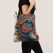 Tote Bag Mystic Boho Feline Mandala (De près)