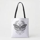 Tote Bag Mystical Gothic Moth Botanical Celestial Line Art  (Devant)