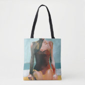 Tote Bag Nage vintage - maillot de bain rouge (Devant)