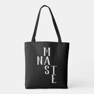 Tote Bag Namaste noir blanc double face