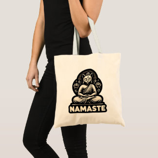 Tote Bag Namaste Yoga cat dans une pose de Bouddha