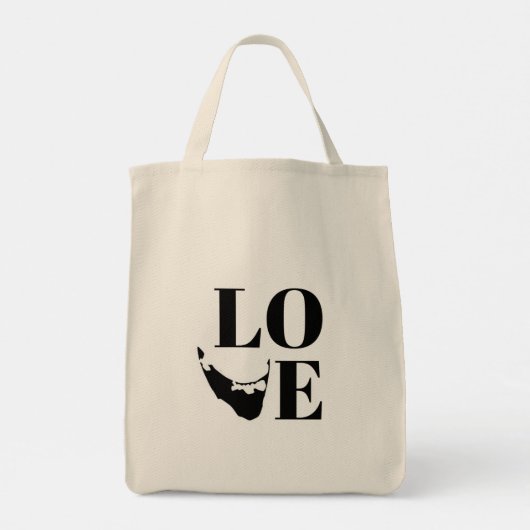Tote Bag Nantucket Love Graphic Print Island Silhouette (Dos)
