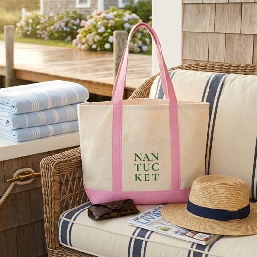 Tote Bag Nantucket Rose & Vert Prépa Côtière