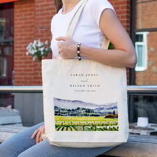 Tote Bag Napa Valley Watercolor Vineyard Paysage Mariage