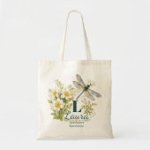 Tote Bag Narcisse et libellule, fleurs de naissance de déce (Devant)
