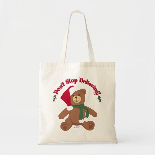 Tote Bag N'arrête pas de croire ! Ours de Noël (Devant)
