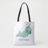 Tote Bag Narwhal Green | Cute Chibi Cartoon Baby Diaper (Devant)