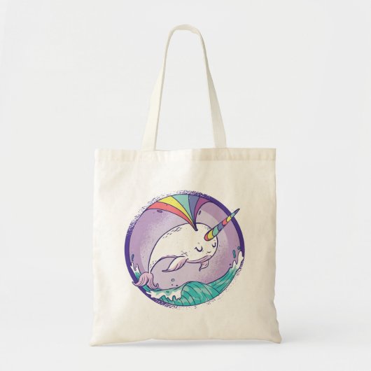 Tote Bag Narwhale arc-en-ciel (Devant)