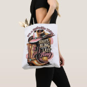 Tote Bag Nashville Bachelorette Party - "Boots, Bling" (De près)