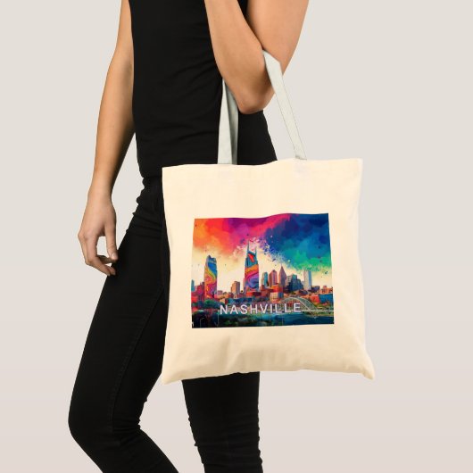 Tote Bag Nashville Skyline Abstrait Art (Devant (produit))