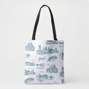 Tote Bag Nashville Toile Crépuscule sur Blanc