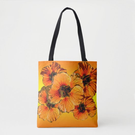 Tote Bag nasturtiums orange et jaune (Devant)