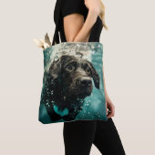Tote Bag Natation Labrador Chiot Design sous-marin (De près)