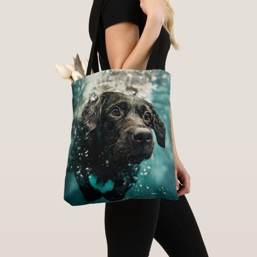 Tote Bag Natation Labrador Chiot Design sous-marin (De près)