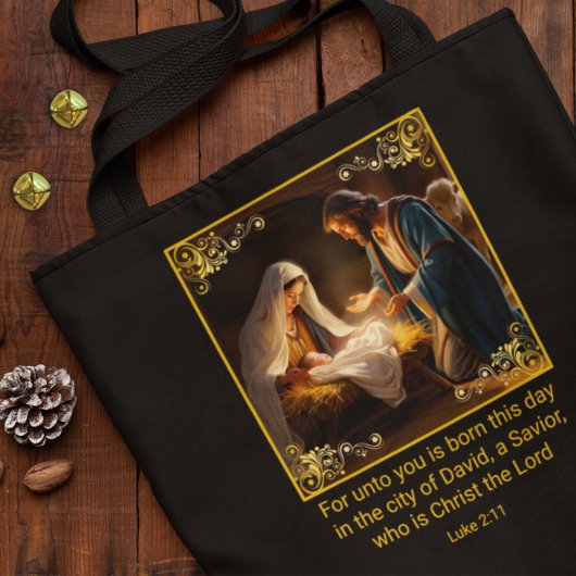 Tote Bag Nativité de Noël Sainte Famille Religieuse