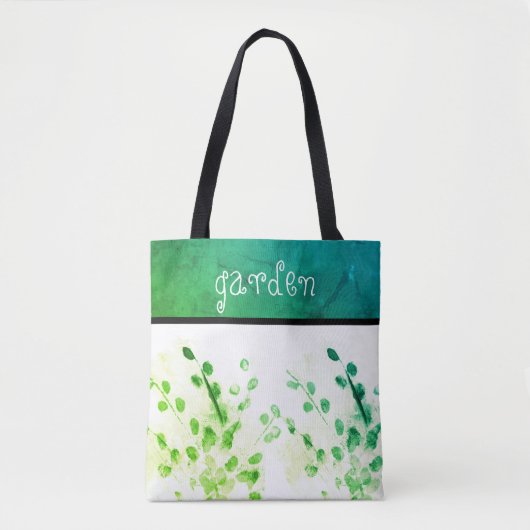 Tote Bag nature art aquarelle jardin fourre-tout en vert (Devant)