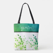 Tote Bag nature art aquarelle jardin fourre-tout en vert (Dos)