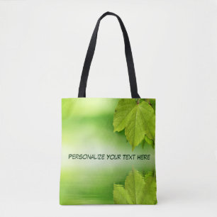 Tote Bag Nature Green Feuilles personnalisent le texte