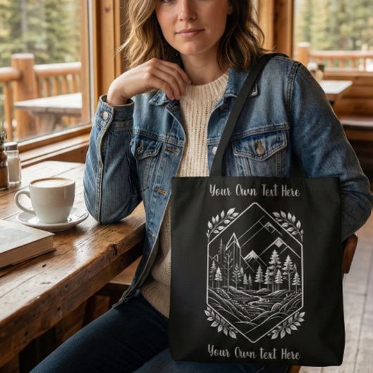 Tote Bag Nature Hiker River Badge Your Text