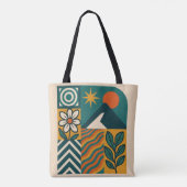 Tote Bag Nature rétro Art Abstrait-Moderne Géométrique Flor (Dos)