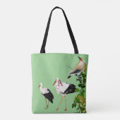Tote Bag Nature Verdure Feuille cigognes Eau Oiseaux Monogr (Dos)