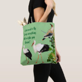 Tote Bag Nature Verdure Feuille cigognes Eau Oiseaux Monogr (De près)