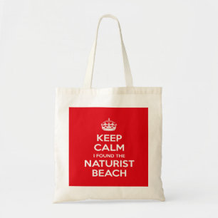 Tote Bag Naturistes, Gardez Calme J'ai Trouvé La Plage Natu