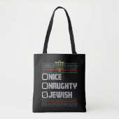 Tote Bag Naughty Nice juif Père Noël laide Noël Hanoukka (Devant)