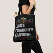 Tote Bag Naughty Nice juif Père Noël laide Noël Hanoukka (De près)