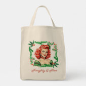 Tote Bag Naughty & Nice Retro Christmas Pinup (Dos)
