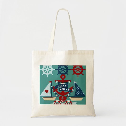 Tote Bag Nautical Hello marin Ancre Voilier Conception de b (Devant)