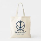 Tote Bag Nautical Navy Blue Anchor Custom Wedding Location (Dos)