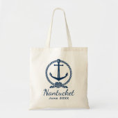 Tote Bag Nautical Navy Blue Anchor Custom Wedding Location (Devant)