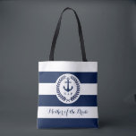 Tote Bag Nautical Navy Stripe Wedding Party Customisé<br><div class="desc">Un ensemble personnalisé de sacs à thème mariage nautique pour votre mariage de porter leurs effets personnels dans le style.</div>