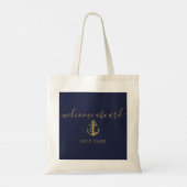 Tote Bag Nautique Nom du bateau Marine Blue Gold Welcome à (Dos)