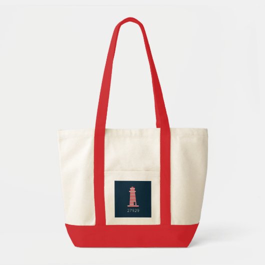 Tote Bag Nautique phare Code zip Rouge Blanc Marine Bleu (Devant)