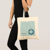 Tote Bag Nautique, Rayures Bleu Clair (Devant (produit))