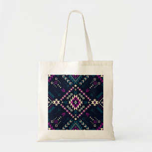 Tote Bag Navajo tribal foncé, géométrique vintage.