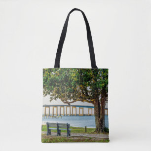 Tote Bag Navarre Park Bench and Bridge