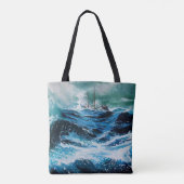 Tote Bag Navire dans la mer en tempête, nautique (Dos)