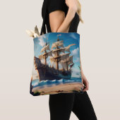 Tote Bag Navire pirate de plage tropicale (De près)