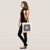 Tote Bag Navy Blanc Préparatoire Monogramme Géométrique Oct (Devant (modèle))