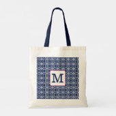 Tote Bag Navy Blanc Préparatoire Monogramme Géométrique Oct (Dos)