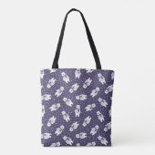 Tote Bag Navy blue cute snow polar bear pattern (Dos)