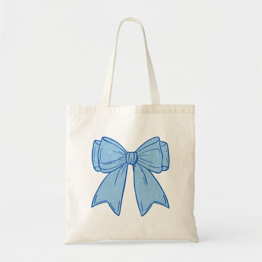 Tote Bag Navy + Blue Faux Glitter Bow (Devant)