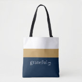 Tote Bag Navy Or Blanc Rayé | Affirmation Positive (Devant)