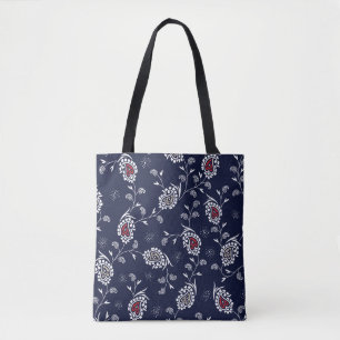 Tote Bag Navy Paisley : Design Motif élégant.